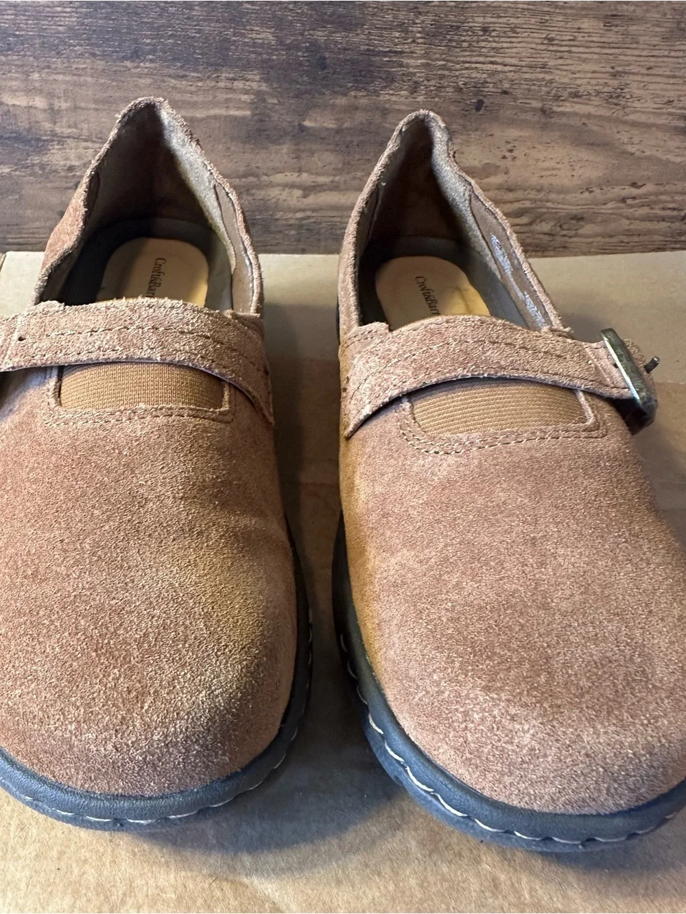 Croft & Barrie Ortholite Brown Suede Comfort flats Buckle US 8.5